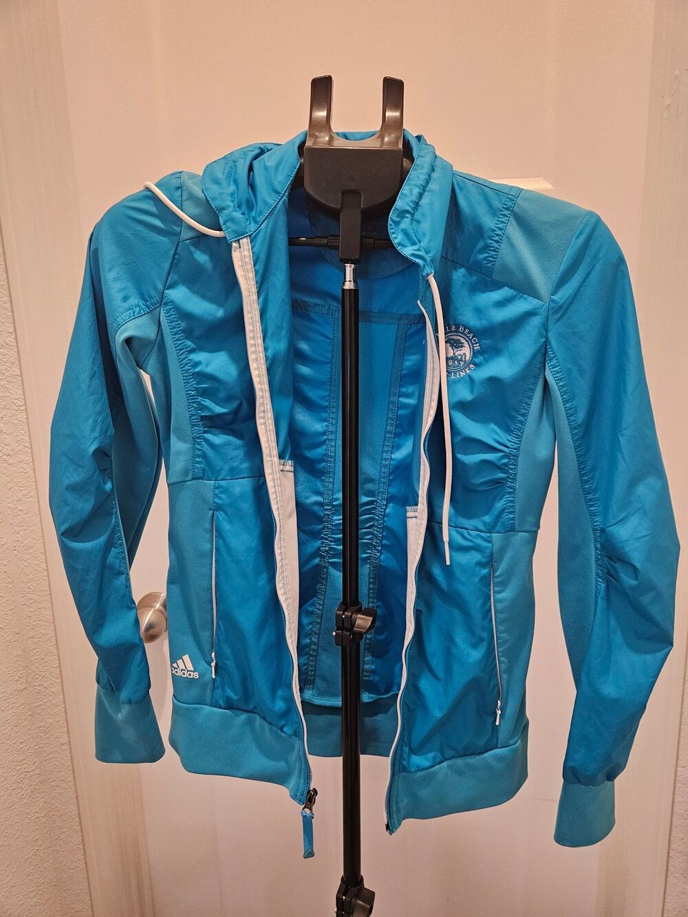 Adidas Golf Climaproof Pebble Beach 1919 Golf Links Windbreaker Jacket Blue - XS